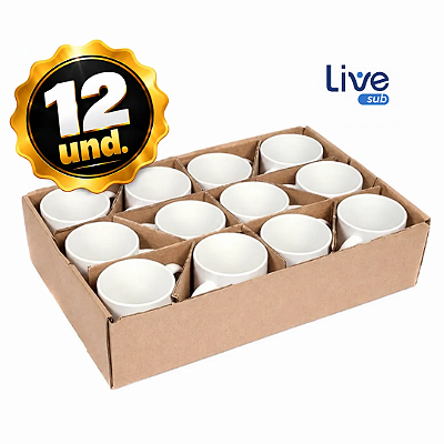 12 Canecas Live Brancas para Sublimação