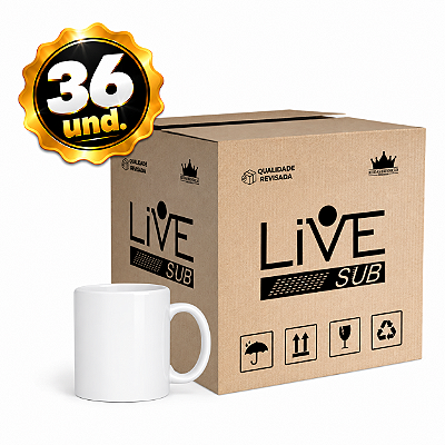 Caixa de Canecas Live Brancas para Sublimação (36un)