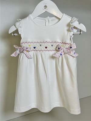 Vestido com calcinha Pima Ponto Smock Laços