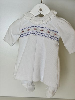 Vestido em ponto smock + Calça tricotil