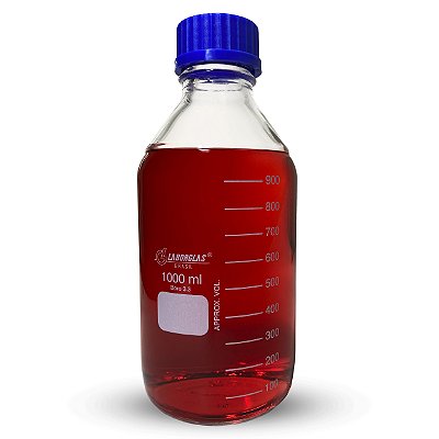 Frasco Reagente 1000Ml Grad.C/Tampa De Rosca Azul E Disp.Anti Gota Em Borosilicato (Laborglas)