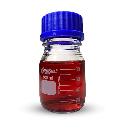 Frasco Reagente 100Ml Grad.C/Tampa De Rosca Azul E Disp.Anti Gota Em Borosilicato (Laborglas)
