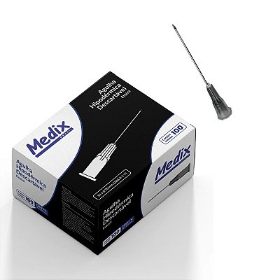 Agulha Hipodérmica 30x0,7mm 22g Estéril Descartável Preta Caixa C/ 100un (Medix)