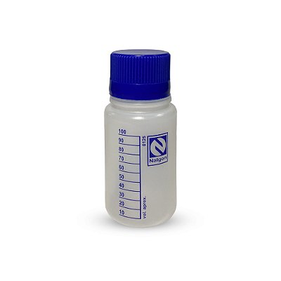 Frasco Reagente Plástico (PE) 125ml Graduado Tampa Azul