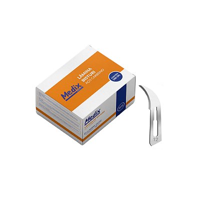 Lâmina Para Bisturi Estéril N° 12 Em Aço Carbono C/100un