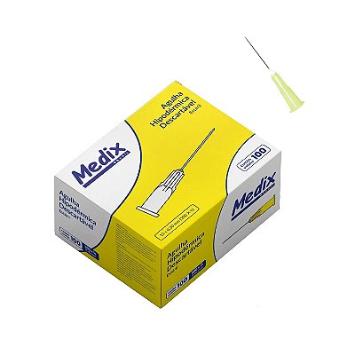 Agulha Hipodérmica Para Insulina 13x0,3mm 30g Estéril Descartável Amarela Caixa C/ 100un (Medix)