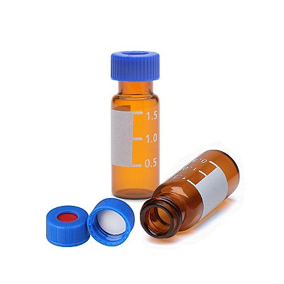 Vial Cromatografia Ambar 2ml Com Tampa Rosca e Septo Pre-cort. Cx C/100un