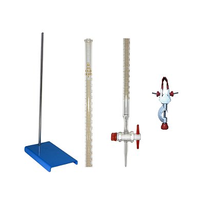 Kit Bureta de Vidro Graduada 50ml com Garra e Suporte Universal