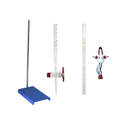 Kit Bureta de Vidro Graduada 25ml com Garra e Suporte Universal