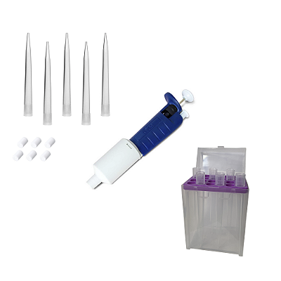 Kit Micropipeta Vol. Variável 1000 À 5000 Ul + 100 Ponteira + Filtros + Rack