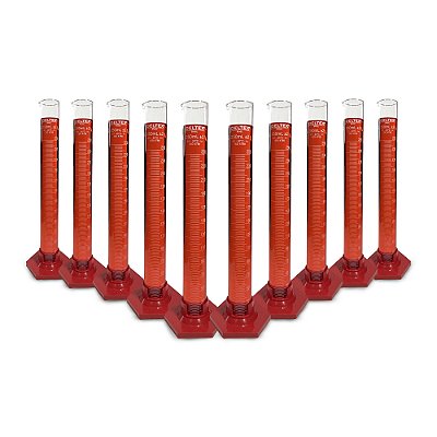 Kit 10 Proveta Graduada De Vidro 250ml Base Em Polipropileno