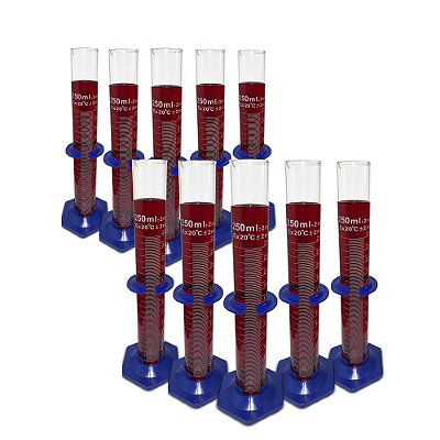 Kit 10 Proveta Graduada De Vidro 250ml Base Em Polipropileno