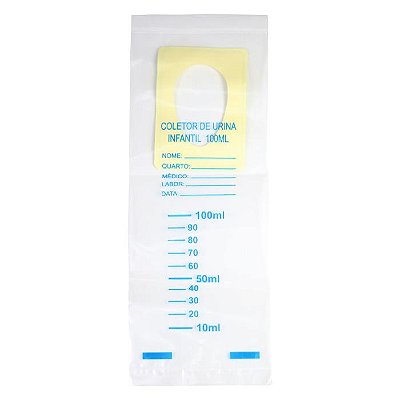 Coletor de Urina Infantil Unissex 100ml Estéril Caixa C/ 100un