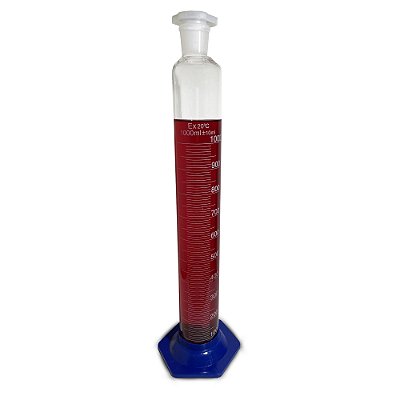 Proveta Graduada de Vidro 1000ml Base e Rolha de Poli