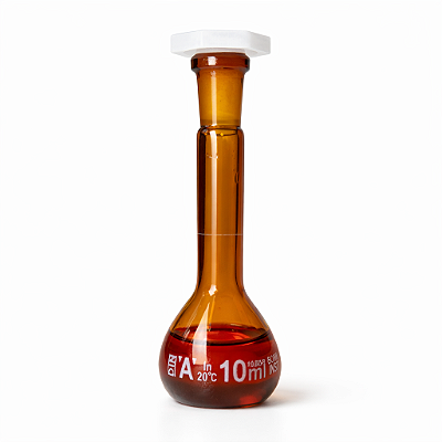 Balão Volumétrico de Vidro Âmbar 10ml Rolha de Polietileno