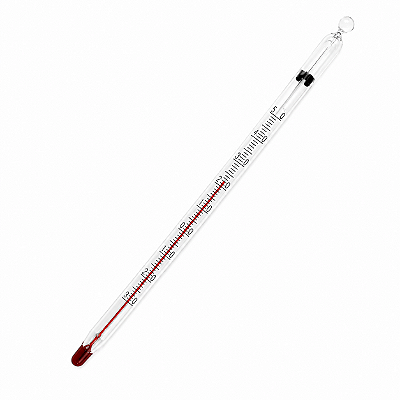 Termômetro Químico Escala Interna -30 +50:1ºC Líquido Vermelho 250+5mm Imersão Total