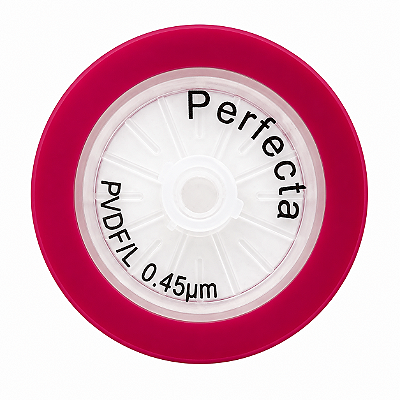 Filtro de Seringa PVDF Não Estéril Diam. 25mm. Poro 0,45um Caixa com 100 Unidades (Perfecta)