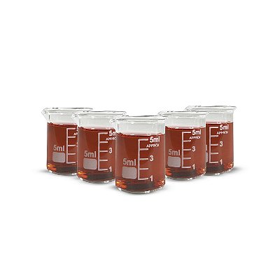Kit 5 Becker Bequer Graduado de Vidro 5ml