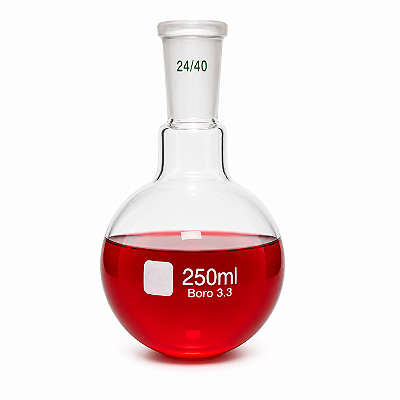 Balão Fundo Redondo 250ml de Vidro Com Junta Esmerilhada 24/40
