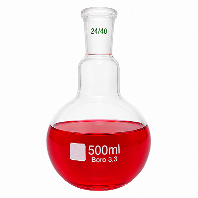 Balão Fundo Chato 500ml de Vidro Com Junta Esmerilhada 24/40