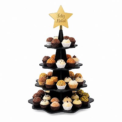Expositor de Brigadeiros e Docinhos • Árvore de Natal com Estrela de Acrílico Personalizável