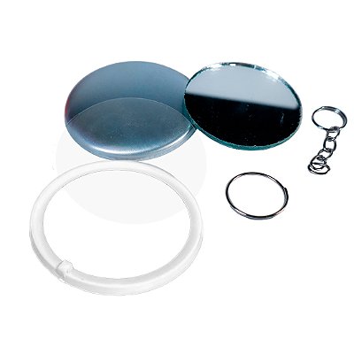 Insumo para Mini Espelho Chaveiro 5,5CM - 100 unidades