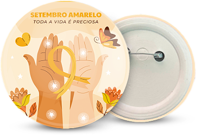 Botton Setembro Amarelo Personalizado 4,5CM - 100 unidades