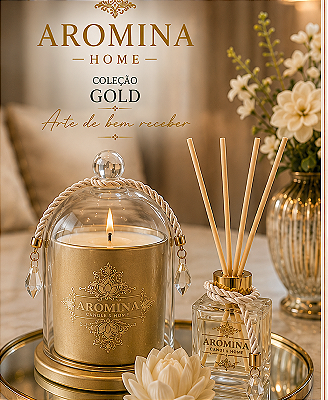 Kit Gold | Vela cúpula e aromatizador c varetas