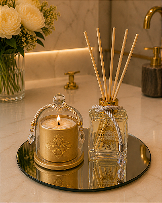 Kit Gold | Vela cúpula e aromatizador c varetas