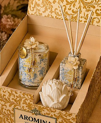 Kit provençal | Vela com cúpula de vidro e Aromatizador