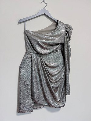 Vestido ombro único metalizado Lia Rabello - tam U