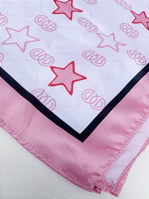 Lenço estampado rosa e branco