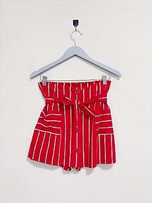 Short saia listras vermelho - tam P