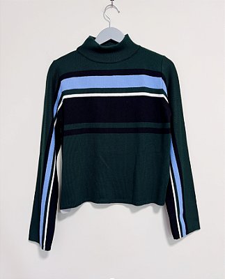 Blusa gola alta tricot verde Bobstore - tam M