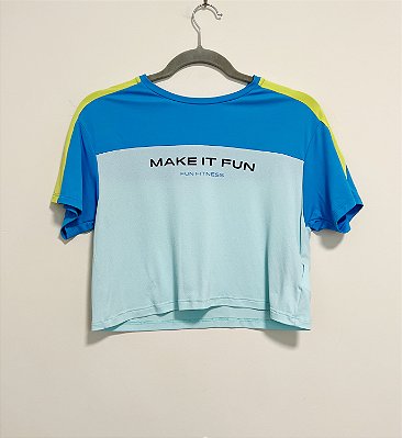 Camiseta cropped azul Alto Giro - tam P