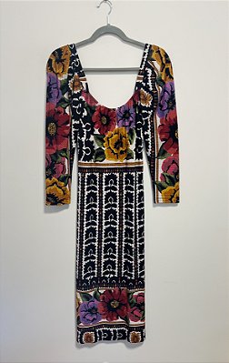 Vestido floral canelado FARM - tam M