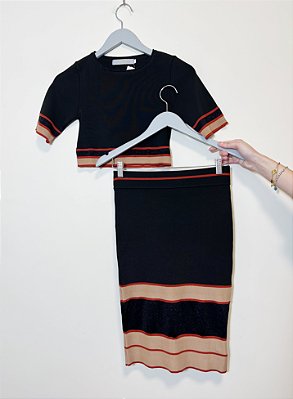 Conjunto de tricot preto Más Animale - tam P