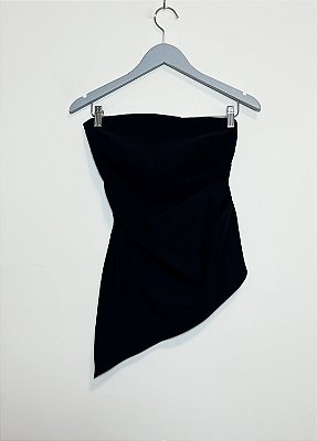 Blusa alfaiataria sem alça preta Zara - tam G