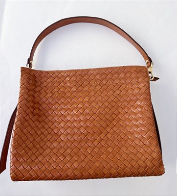 Bolsa couro tressê marrom Corello