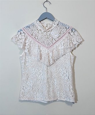 Blusa rendada  creme Talgui - tam M