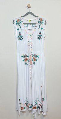 Vestido/ saída de praia bordado FARM - tam M