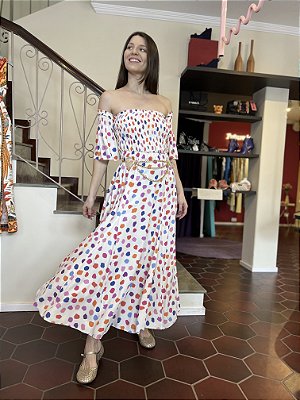 Vestido midi pintura colorida Love Dress - tam M