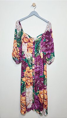 Vestido laise estampada chita FARM - Tam M