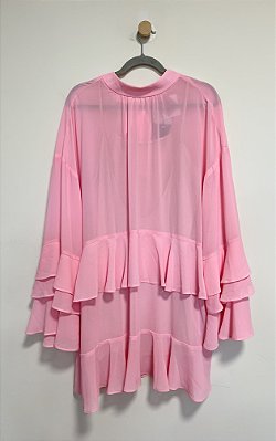 Vestido curto babados rosa Carlota Costa - Tam G