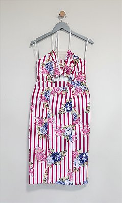 Vestido listras + floral S Club - Tam G