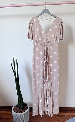 Vestido bege poá Maria Linda - tam 44