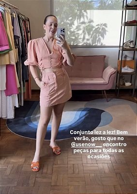 Conjunto jeans salmão Lez a Lez - tam P