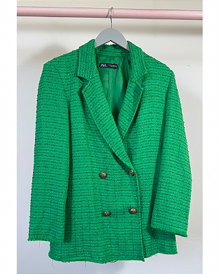 Blazer tweed verde Zara PP