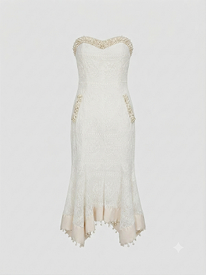 Vestido sem alças bordado Anne Fernandes - tam M