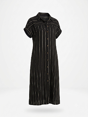 Chemise preta listrada Mob - tam G